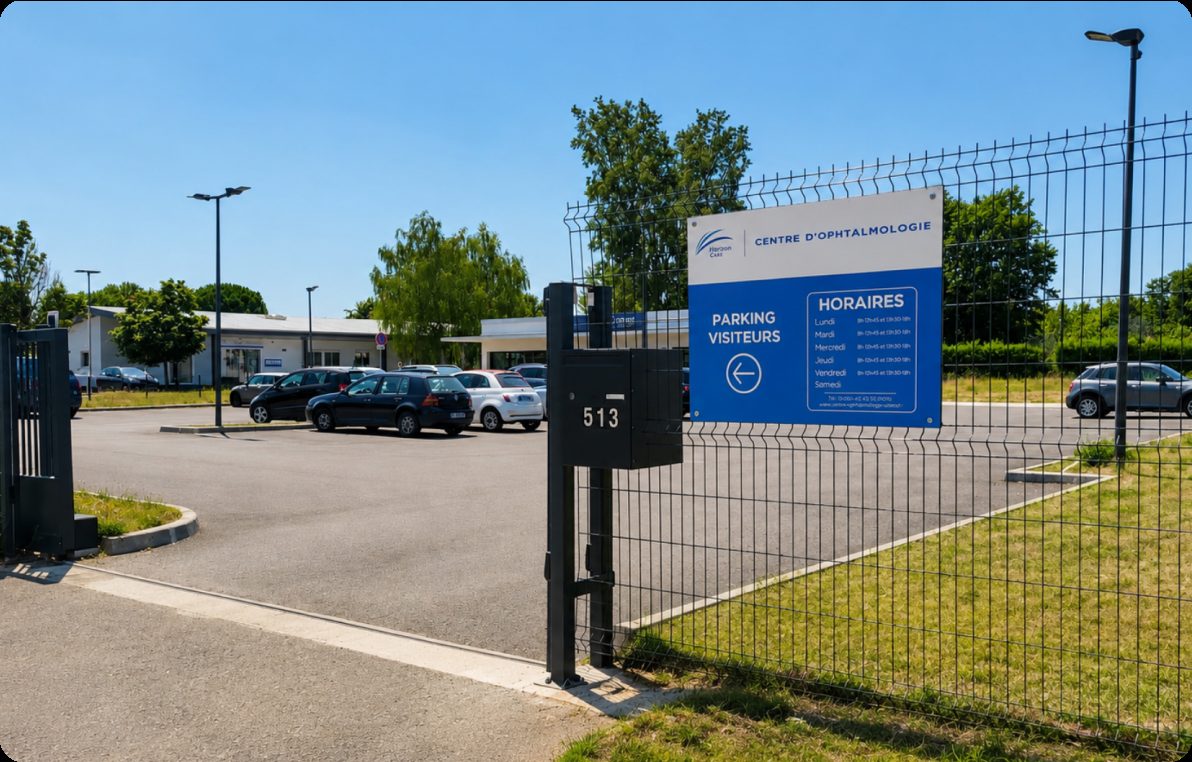 Parking visiteurs du centre d'ophtalmologie de Castelsarrasin
